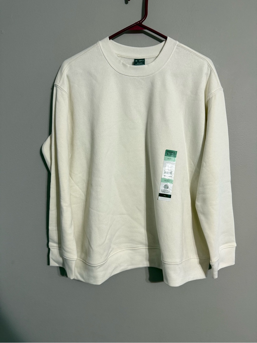 Terra & Sky Women’s Winter White Crewneck Sweatshirt 0X (14w)
